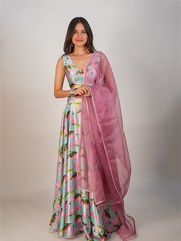 Lotus Printed Lehenga