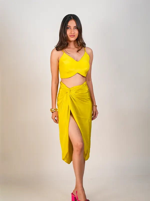 Yellow Bralette And Skirt Co-ord Set