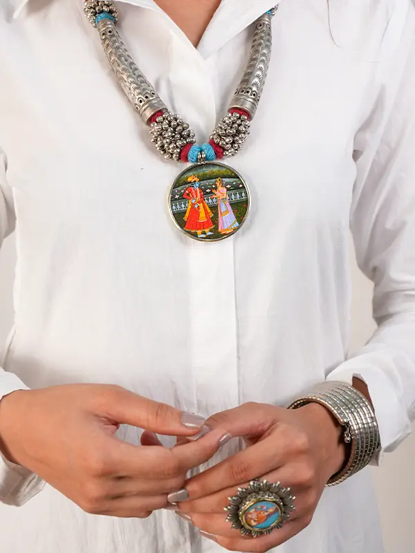 White Collared Kurta & Brown Pant Set - Image 7