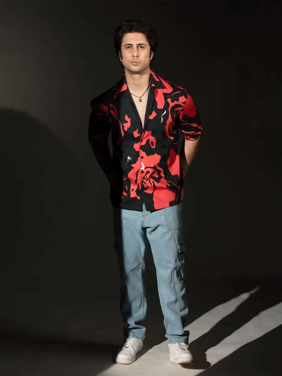 Red Printed Shirt for Men - Image 4