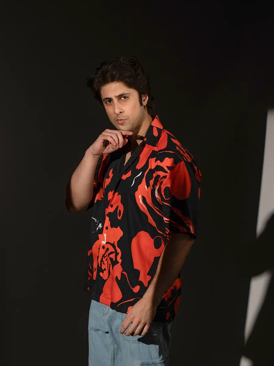 Red Printed Shirt for Men - Image 3