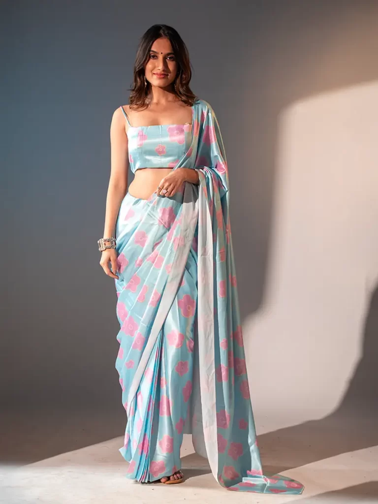 Printed Satin Saree