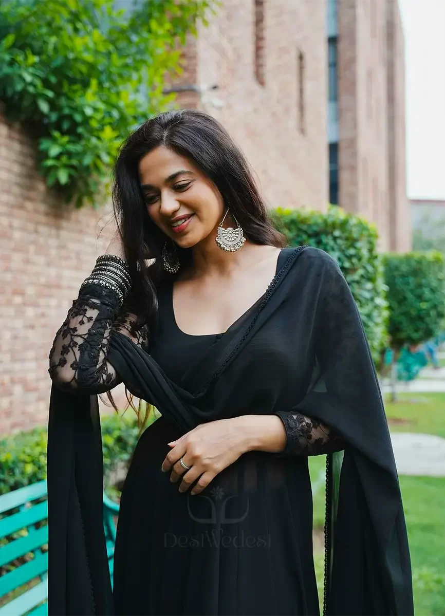 Black Anarkali Suit Set with Dupatta