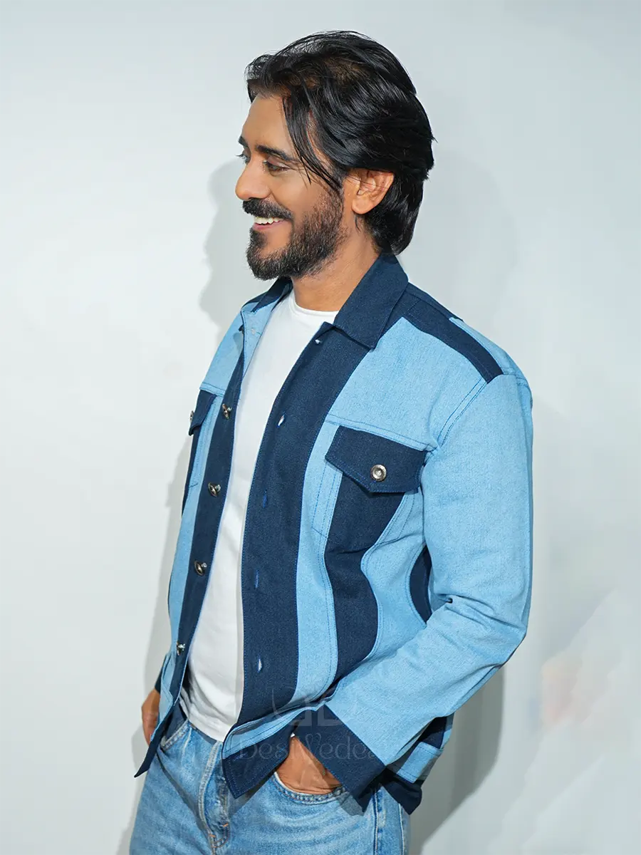 Classic Blue Dual Color Denim Jacket - Image 2