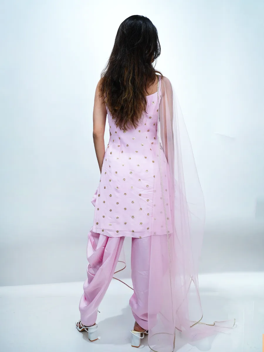 Pink Patiala Suit Set with Dupatta - Image 4