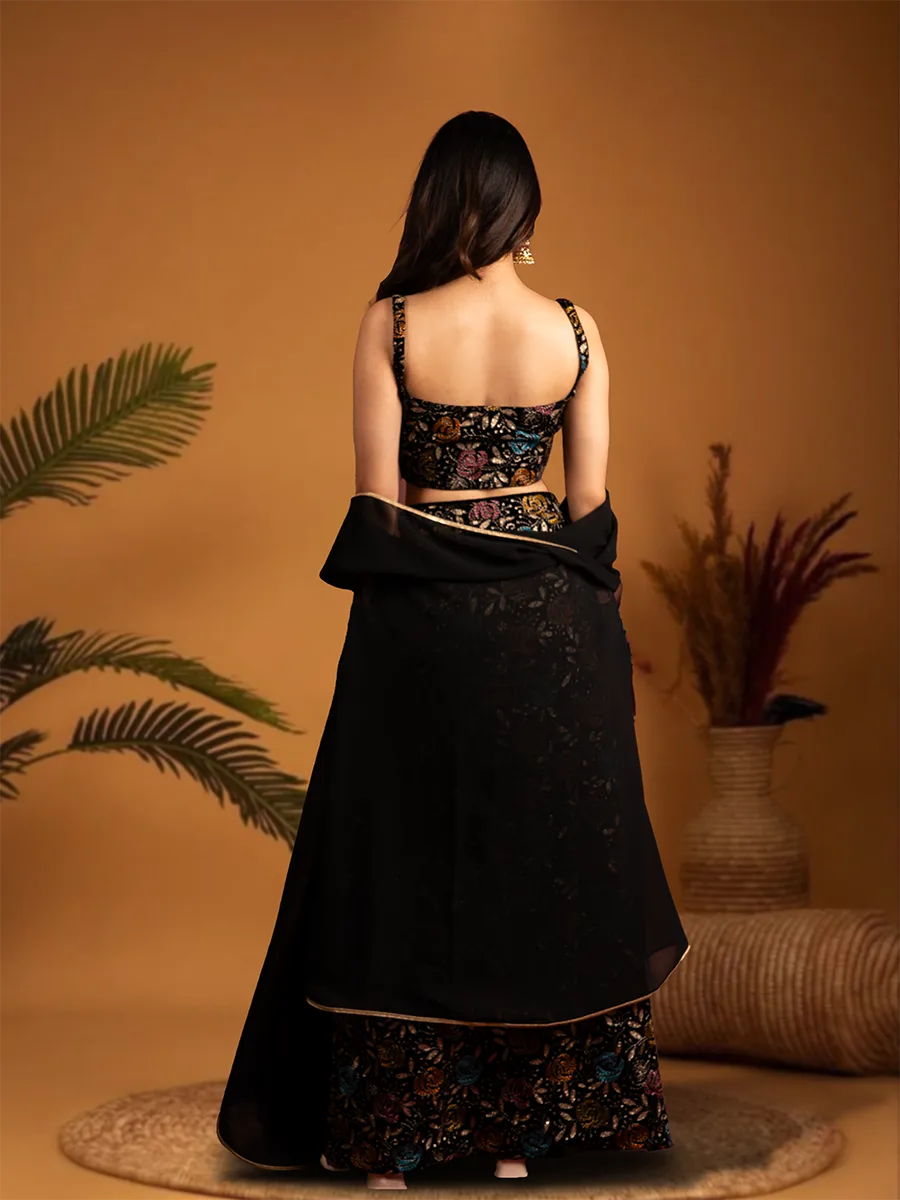 Velvet Crop Top with High Slit Skirt and Cape - Image 2