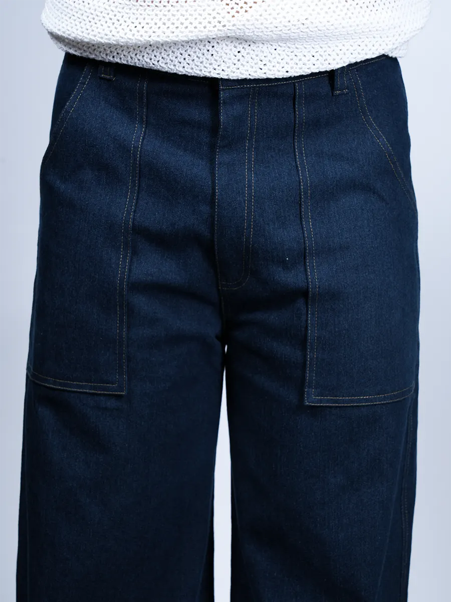 Loose Fit Denim Pants – Dark Blue - Image 4