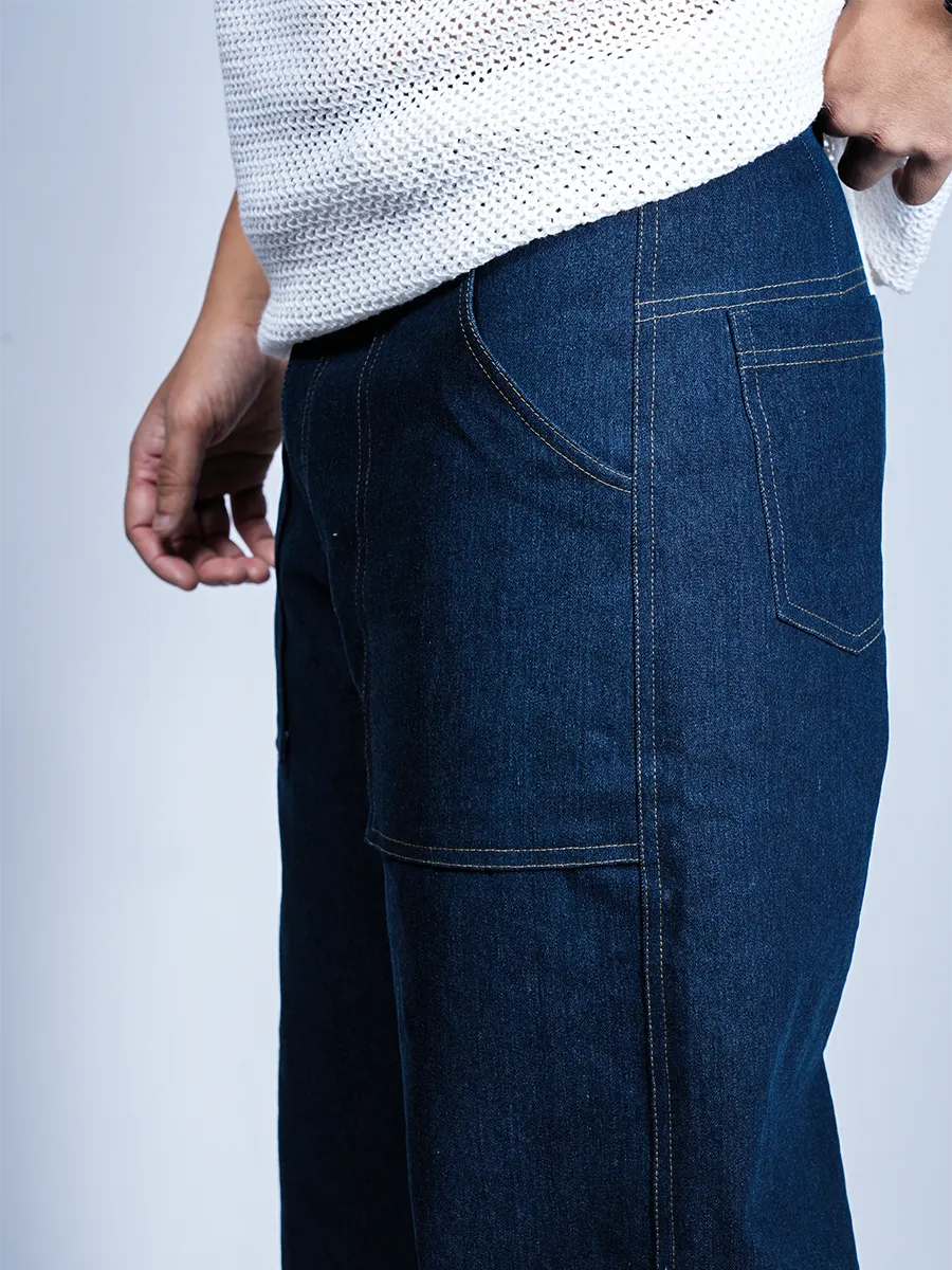 Loose Fit Denim Pants – Dark Blue - Image 5