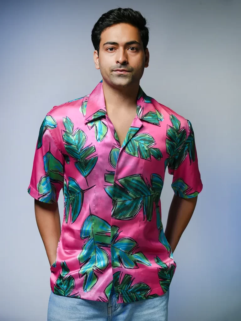 Pink Leaf Printed Shirt