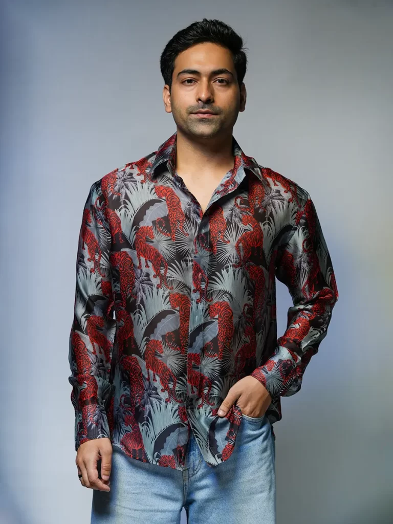 Green & Red Tiger Printed Shirt